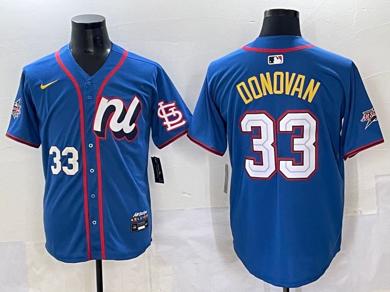 Men 2025 St.Louis Cardinals 33 Donovan Blue All star Nike MLB Jersey style 02